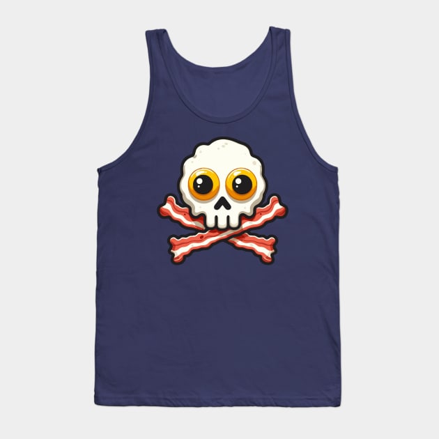 Bacon and Eggs Skull - Jolly Roger Tank Top by DavesTees